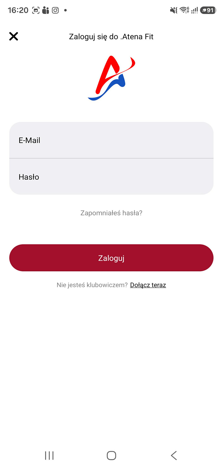 Aplikacja Atena Fit — sklep karnetów